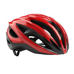 Red cycling helmet sleek design for safety and ventilation