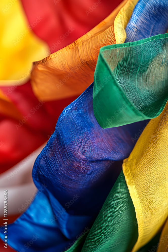 Poster Abstract Vivid Colorful Fabric Layers with Rich Textures and Dynamic Lighting : Generative AI
