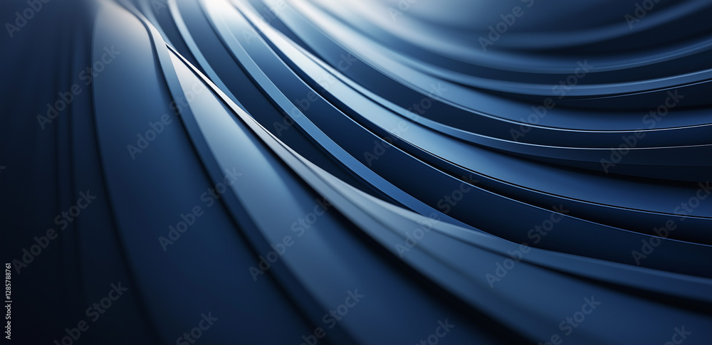 Fototapete Abstract background powerful effect lighting. Blue blurred color waves design. Glowing template for your creative graphics.