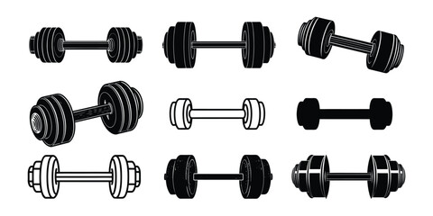 Fototapeta premium black dumbbell silhouette.