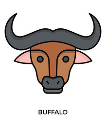 cute animal face included farm, forest and African animals, flatcoloue design 
