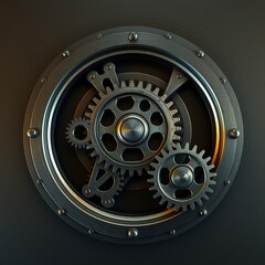 Fototapeta premium Detailed Mechanical Gears: Engraved Cog Pattern