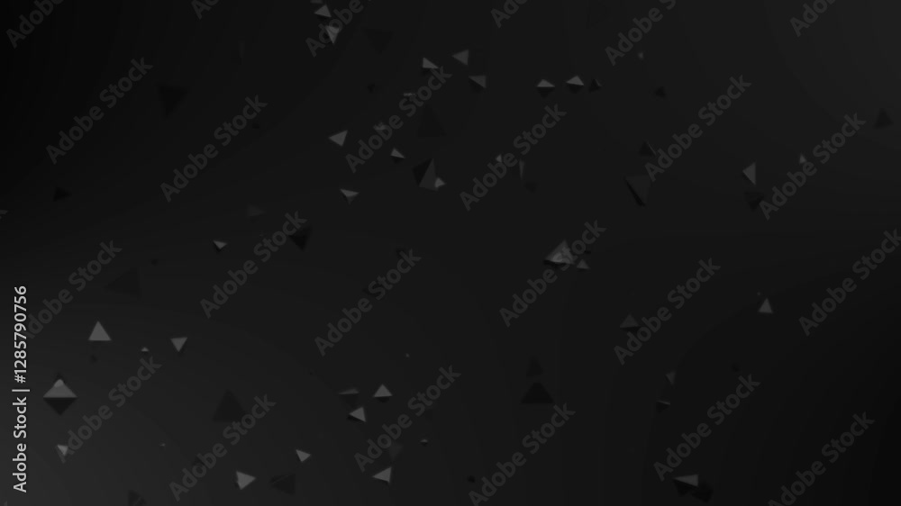 Poster Dark geometric floating triangle animation, grey background