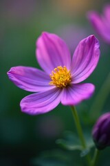 Delicate purple petals, vibrant pollen, soft focus, purple bloom, detail