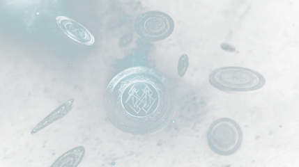 a bunch of coins floating in the air