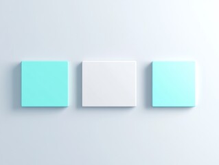 Fototapeta premium Soft light illuminates three subtly textured pastel squares neatly arranged. AI Generated