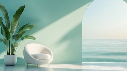 A soft seafoam green gradient background, evoking peace and minimalism with gentle lighting 