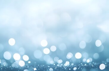 Abstract Blurred Light Blue Background with Bokeh Lights and Copy Space for Text