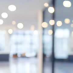 Blurry Illuminated Office Background with Dreamy Bokeh Lighting Effect