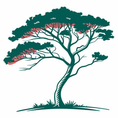 Cypress tree silhouette vector illustration