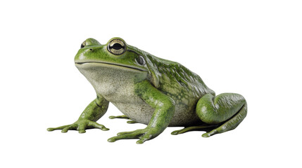 Obraz premium Green frog resting on a surface, showcasing its vibrant skin and distinct features in natural light