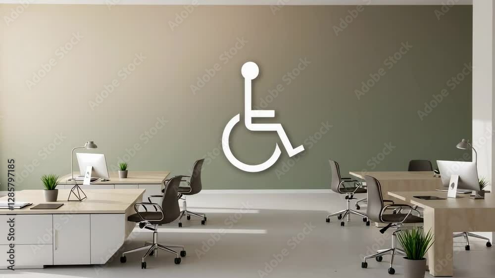 Poster slow motion video showcasing color variations of the international accessibility symbol in a contemp