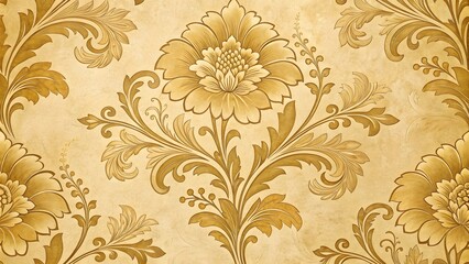 Elegant Floral Pattern in Soft Gold and Cream Color Scheme