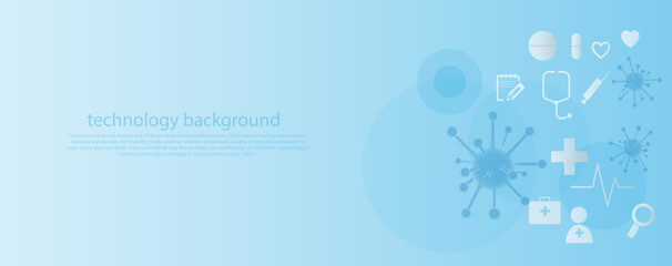 Abstract of blue geometric shape and line connection health and science medicine technology concept, vector background