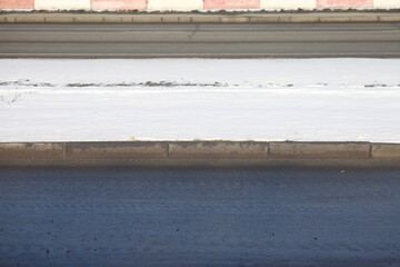 Snow border on an empty road, urbanism, movement, border, minimalism, 2