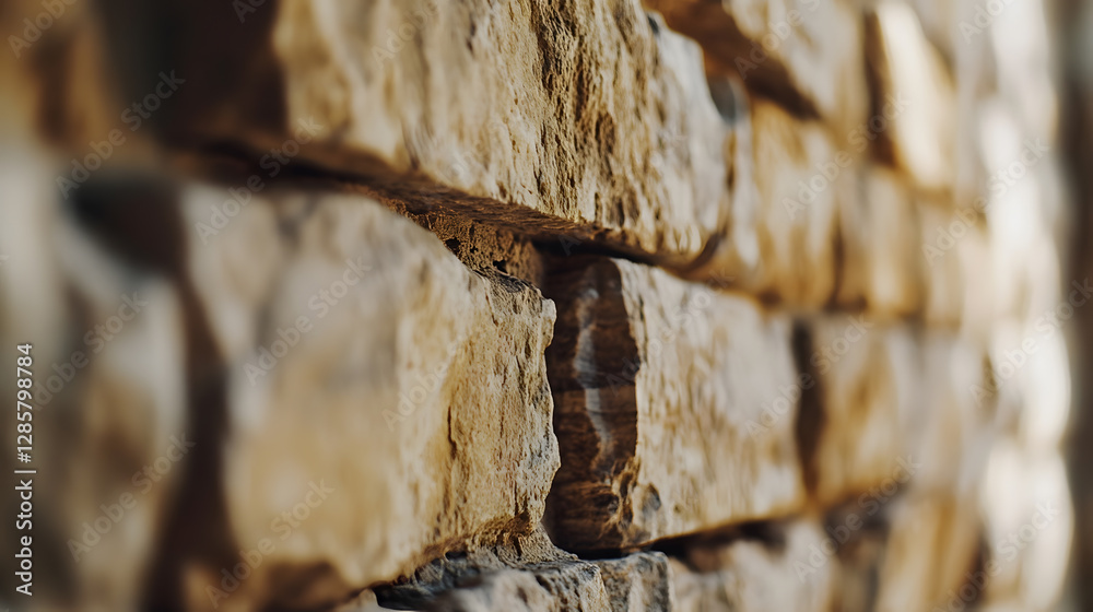 Poster closeup of rustic natural stone wall texture with warm tones : generative ai