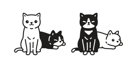 cat vector kitten calico icon sitting sleeping logo symbol pet cartoon character illustration doodle design isolated clip art