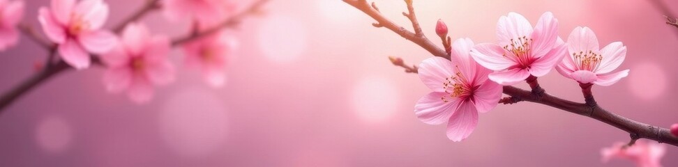 Obraz premium Soft pink blossoms, blurred gentle background, pastel, design