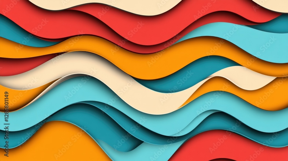 Aufkleber colorful flowing waves of paper texture background design