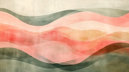 Serene Abstract Watercolor Painting With Wavy Gradient Colored Layers