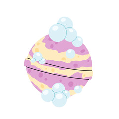 Colourful and aromatic bubble bath bomb. Cosmetics. Product for bathing, relaxation, spa procedures. Beauty and body care.