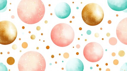 Colorful Watercolor Circles and Dots on White Background Design