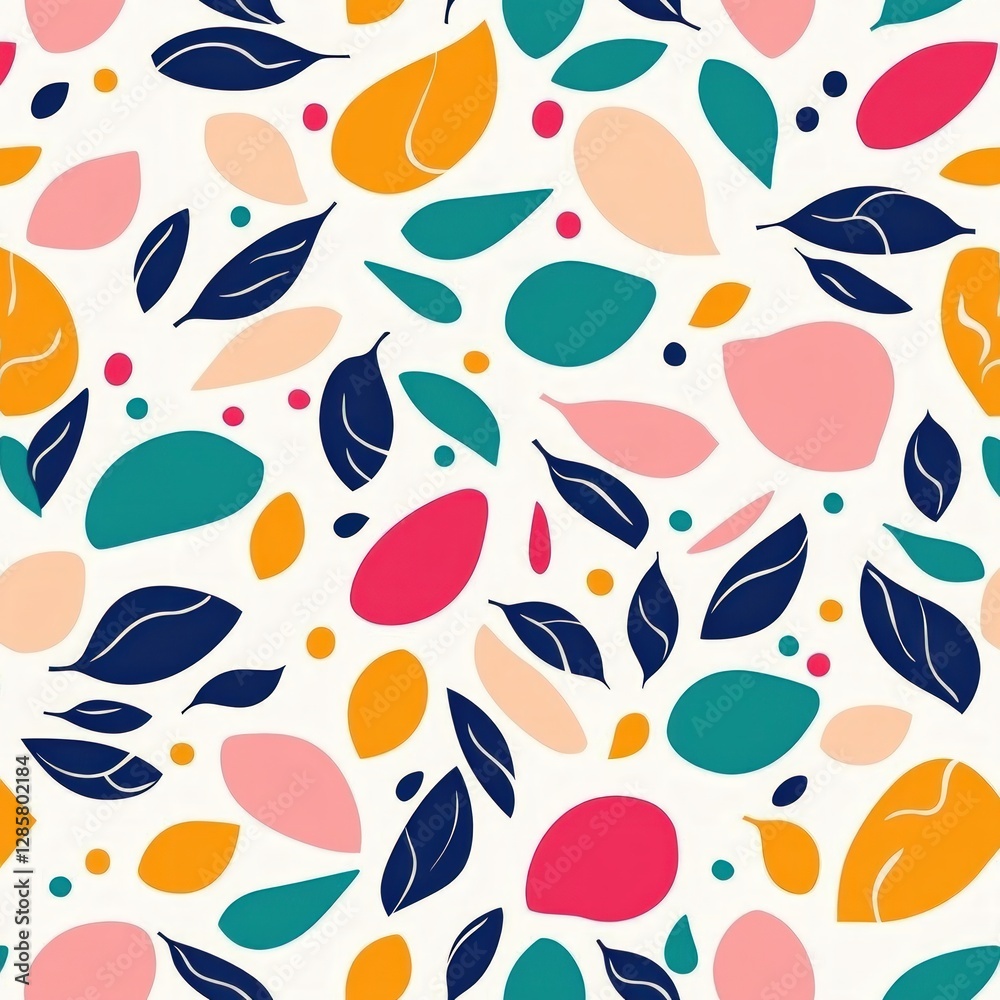 Poster colorful leaf and petal pattern on white background for design