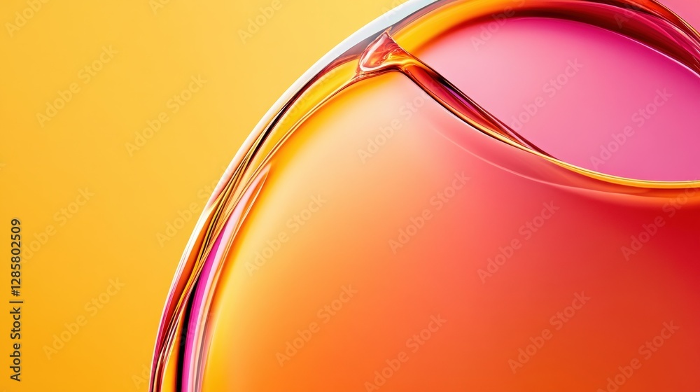 Aufkleber vibrant orange and pink abstract fluid shapes on colorful background