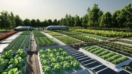 A solar-powered system where robots support organic farming, preserving soil health, optimizing water use, and ensuring nutrient-rich food production.

