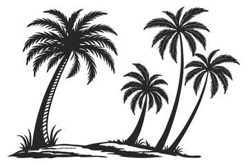 set of Palm tree silhouette vector illustration