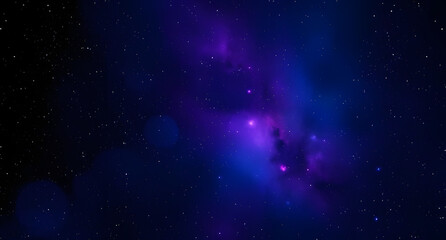Fototapeta premium Deep space cosmic galaxy black navy blue violet purple abstract background. Stars nebula celestial shimmer glow. Futuristic sci-fi