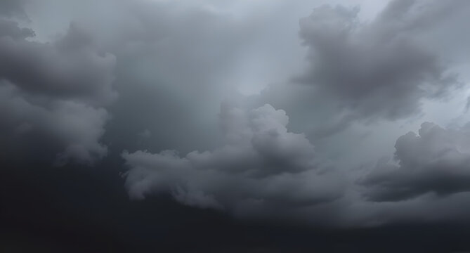 Dark storm clouds rolling in background. Heavy gray formations gathering ominously