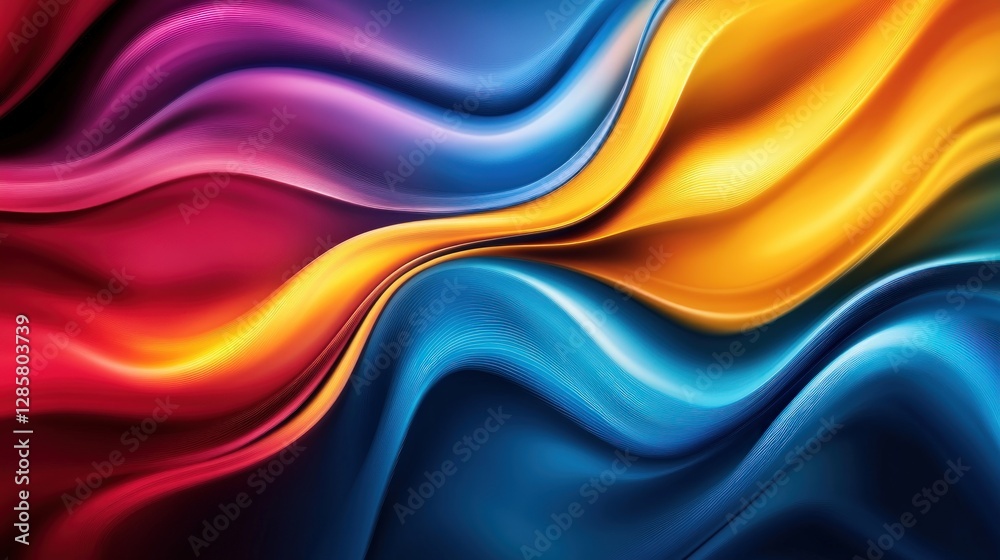 Poster Colorful Flowing Waves of Light with Smooth Gradients and Texture