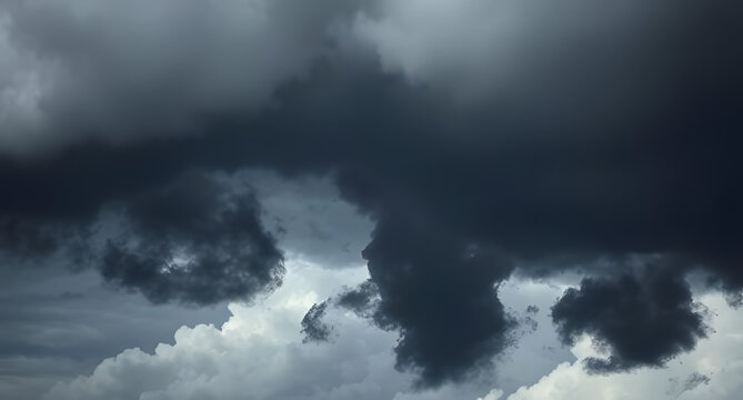Dark storm clouds rolling in background. Heavy gray formations gathering ominously