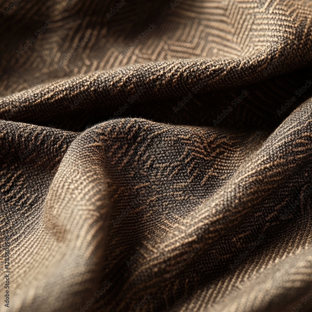 Poster textured fabric close-up with brown and black patterns and details