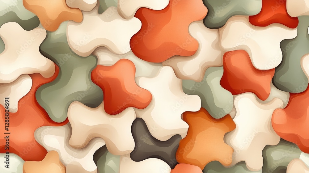 Poster Colorful Abstract Shapes Pattern in Warm Tones for Background Use