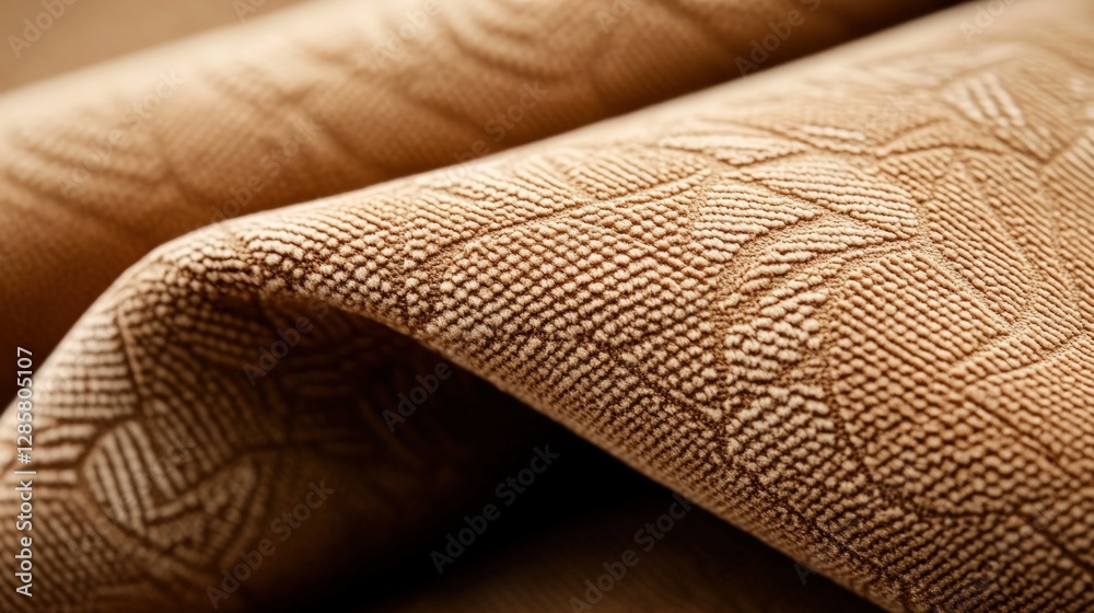 Poster close-up of elegant textured fabric in warm earth tone color