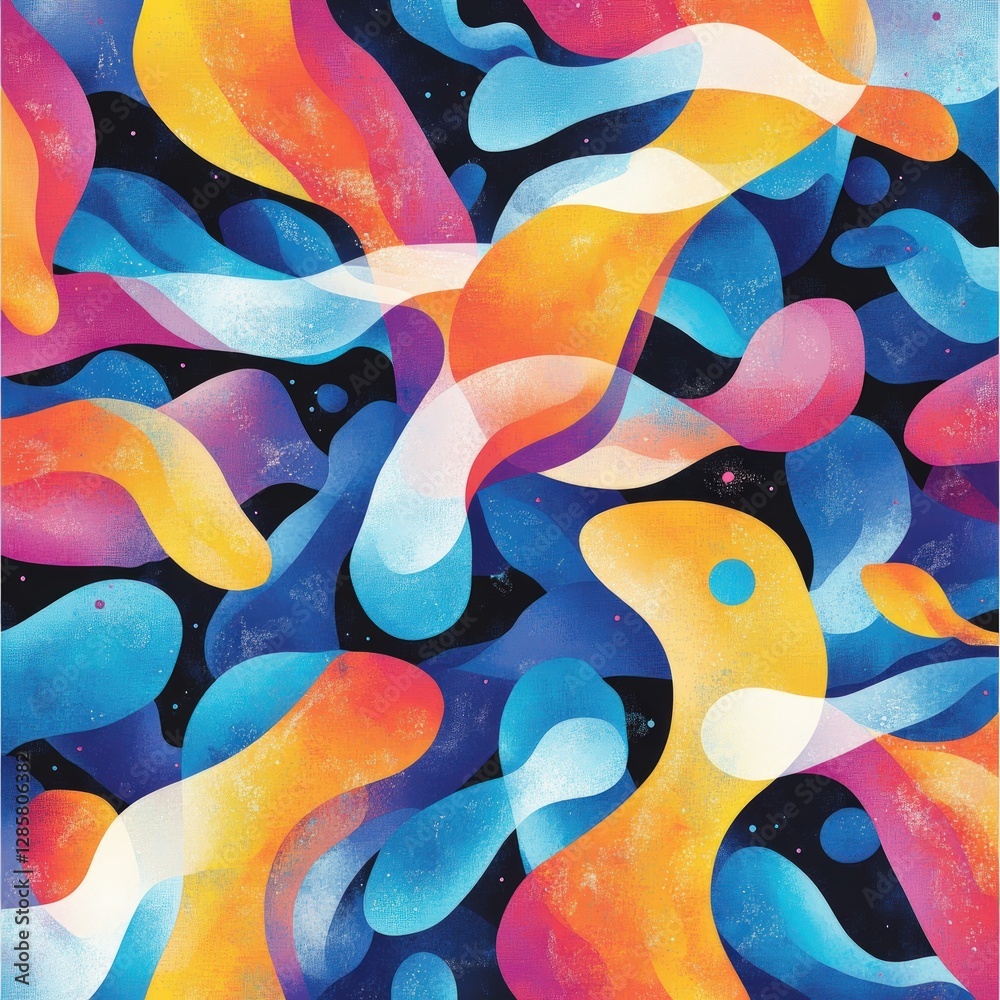 Poster colorful abstract waves with vibrant fluid shapes and textures