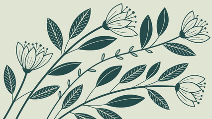 Generate a minimalist Scandinavian floral pattern with simple geometric leaves.