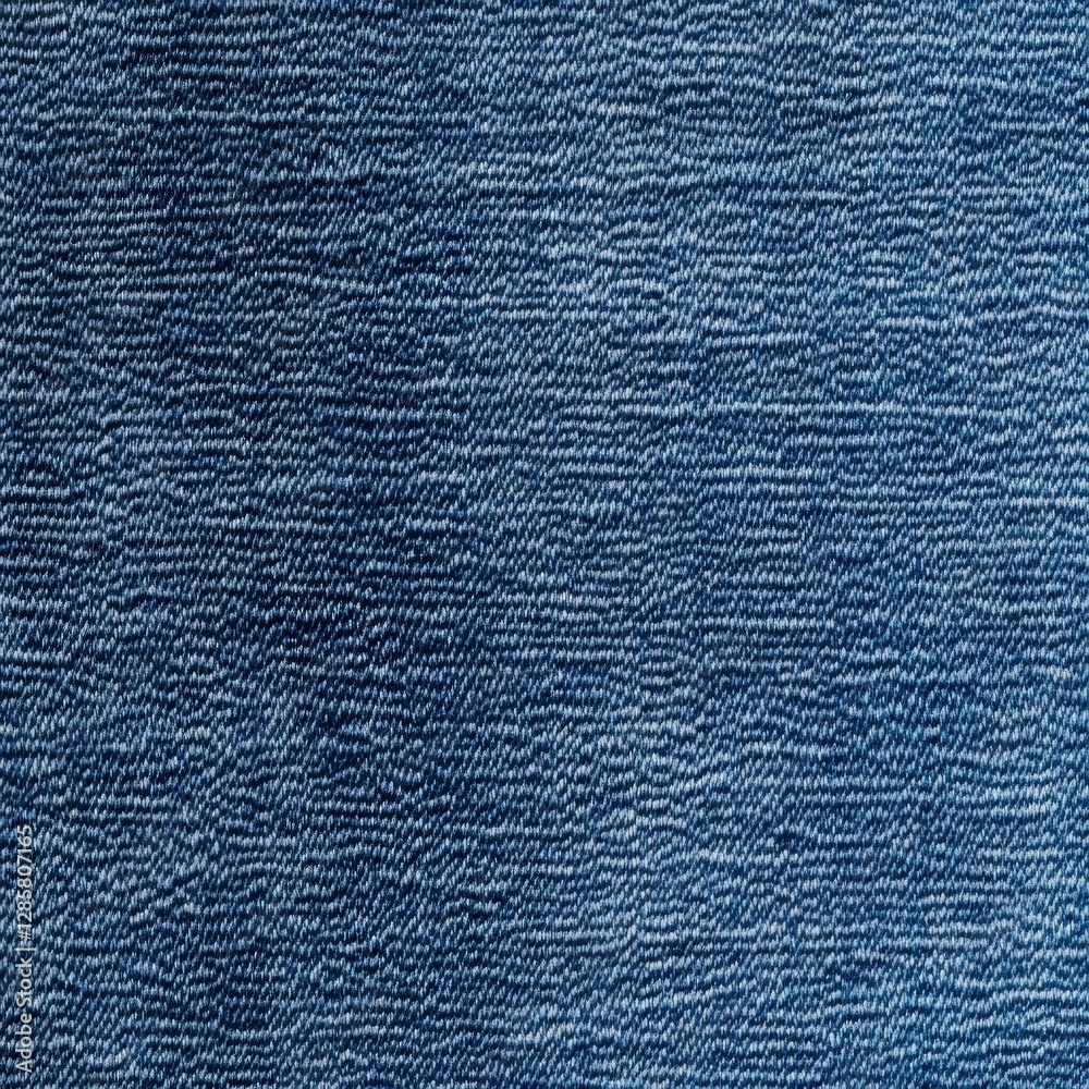 Aufkleber close-up view of textured denim fabric in blue tones and patterns