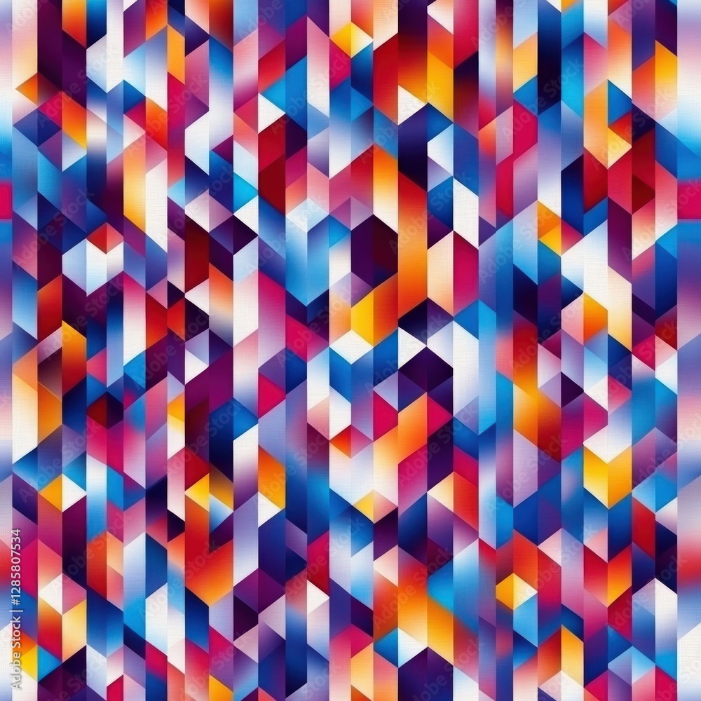 Poster vibrant geometric pattern with bold colors and rich textures