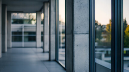 Modern Residential Building Architecture with Glass and Concrete Elements : Generative AI