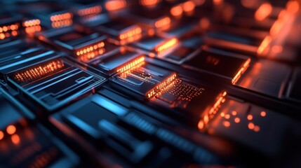 Obraz premium Innovative technology showcase digital realm graphic visuals futuristic environment close-up view circuitry concept