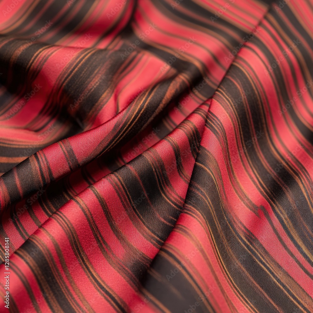 Poster red and black striped fabric texture with smooth drapery appearance