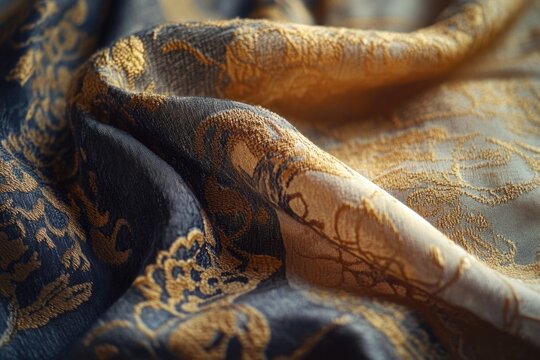 Luxury Silk Fabric with Gold Accents