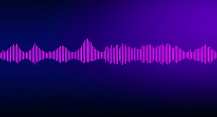 Digital wave spectrum background. Pulsing soundwave graph, neon purple and blue