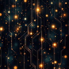 Fototapeta premium Abstract Digital Background with Bright Glowing Circuits and Lights
