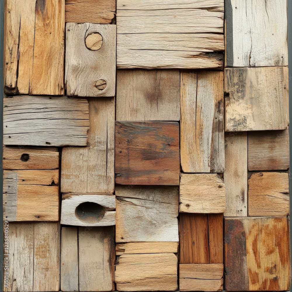 Poster Rustic Wooden Planks Arranged in a Creative Pattern for Decor