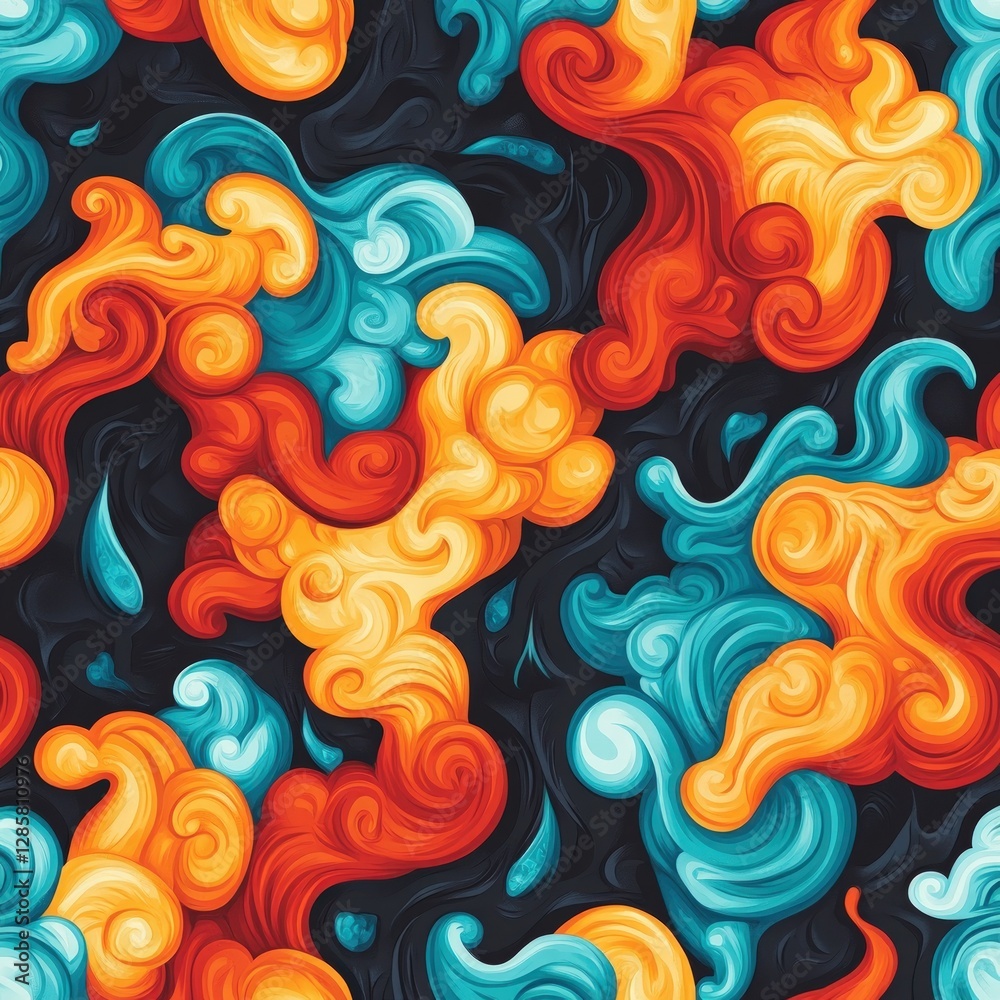 Poster colorful swirling patterns with vibrant hues and dynamic flow