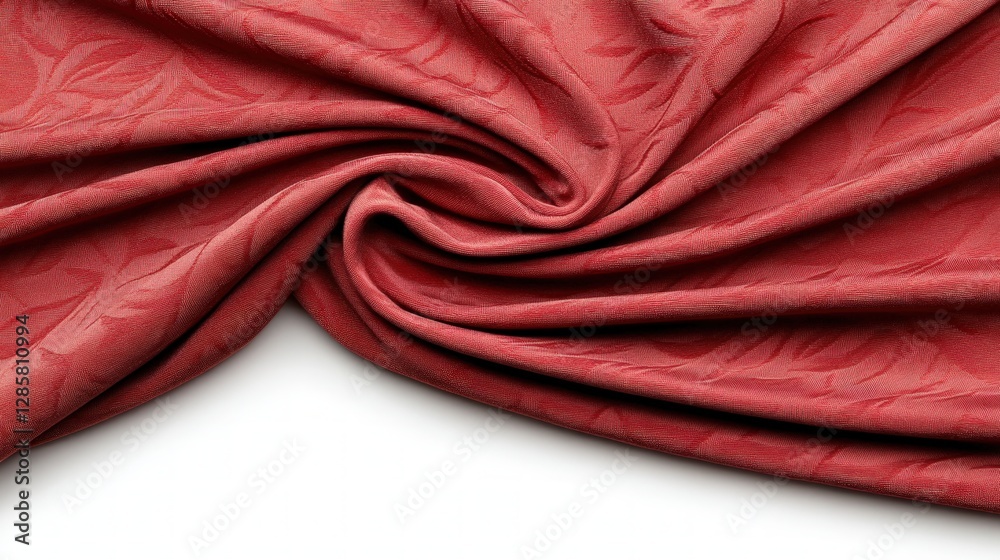 Poster Elegant Textured Fabric with Leaf Pattern in Soft Red Shade